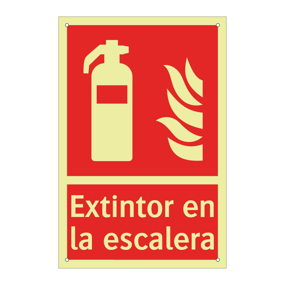 Extintor en la escalera
