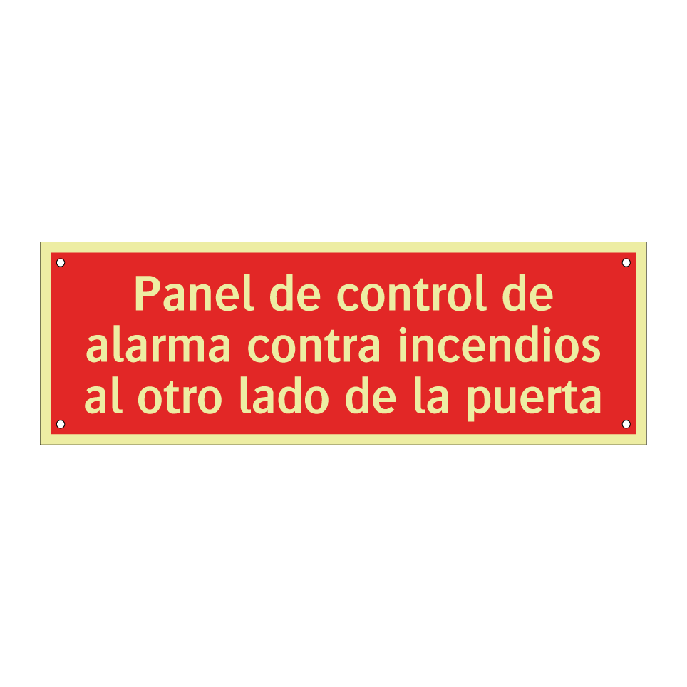 Panel de control de alarma contra incendios al otro lado de la puerta