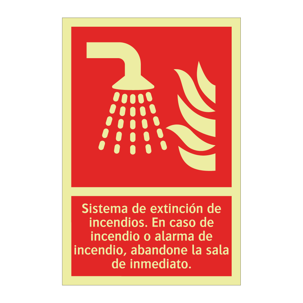 Sistema de extinción de incendios. En caso de incendio o alarma de incendio, abandone la sala de inmediato.