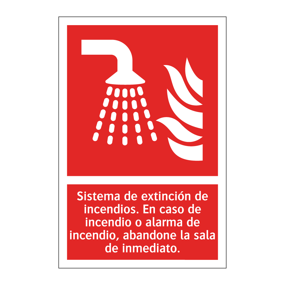 Sistema de extinción de incendios. En caso de incendio o alarma de incendio, abandone la sala de inmediato.