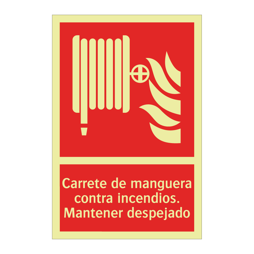 Carrete de manguera contra incendios. Mantener despejado