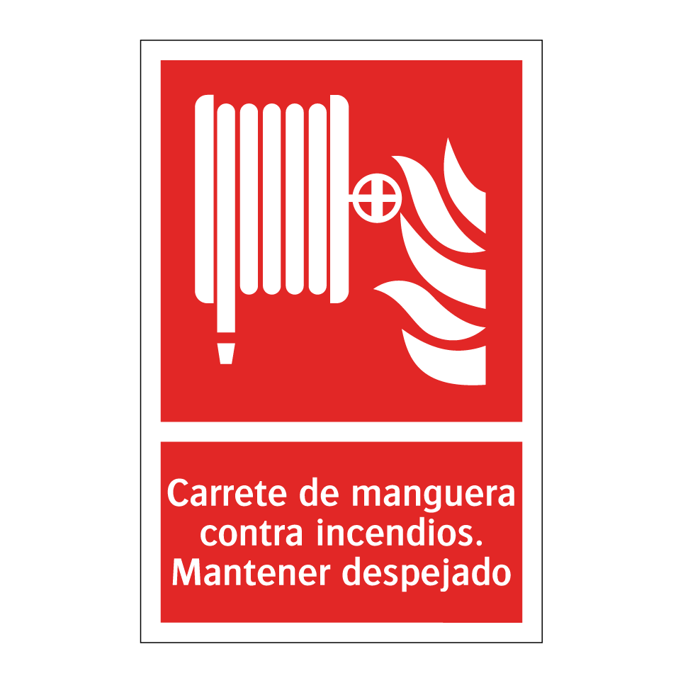 Carrete de manguera contra incendios. Mantener despejado