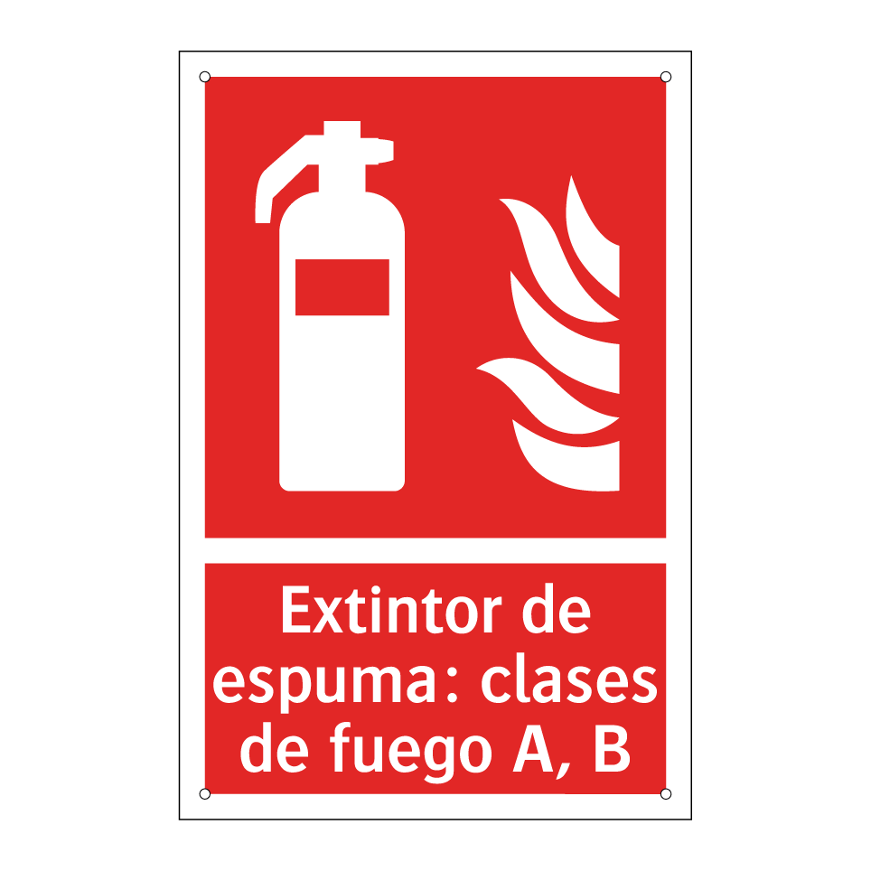 Extintor de espuma: clases de fuego A, B