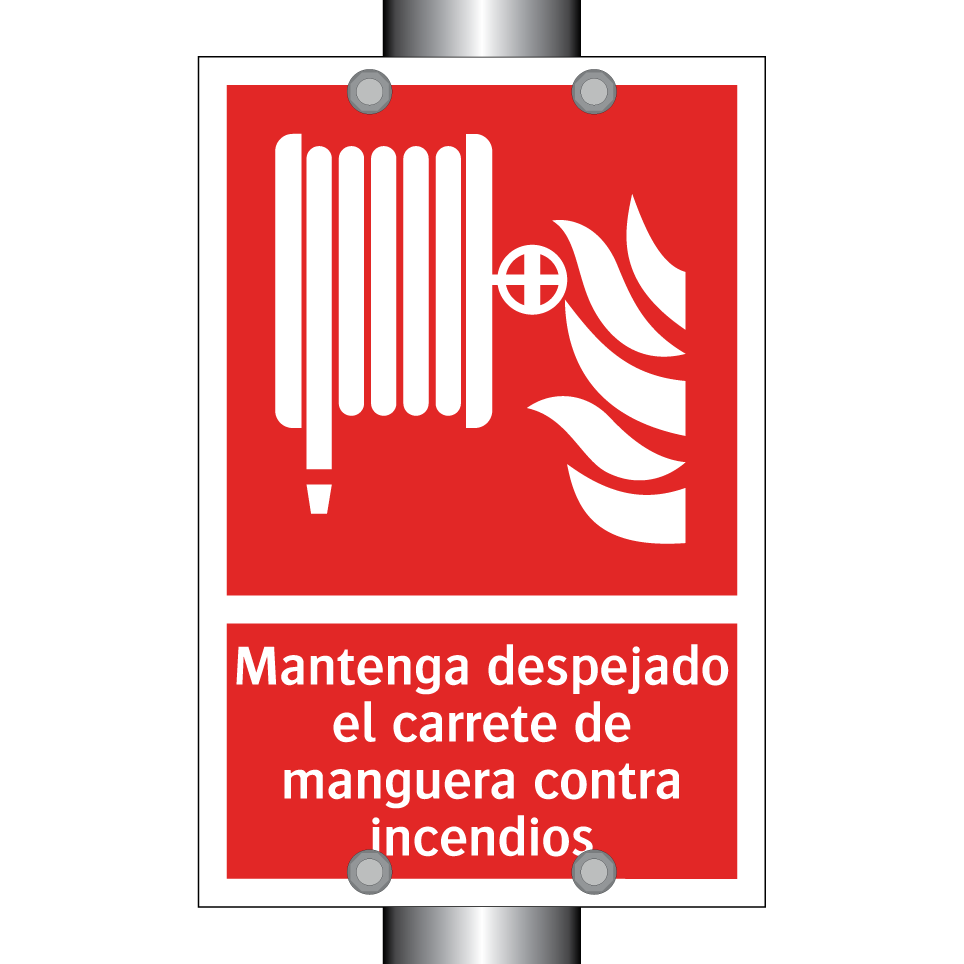 Mantenga despejado el carrete de manguera contra incendios