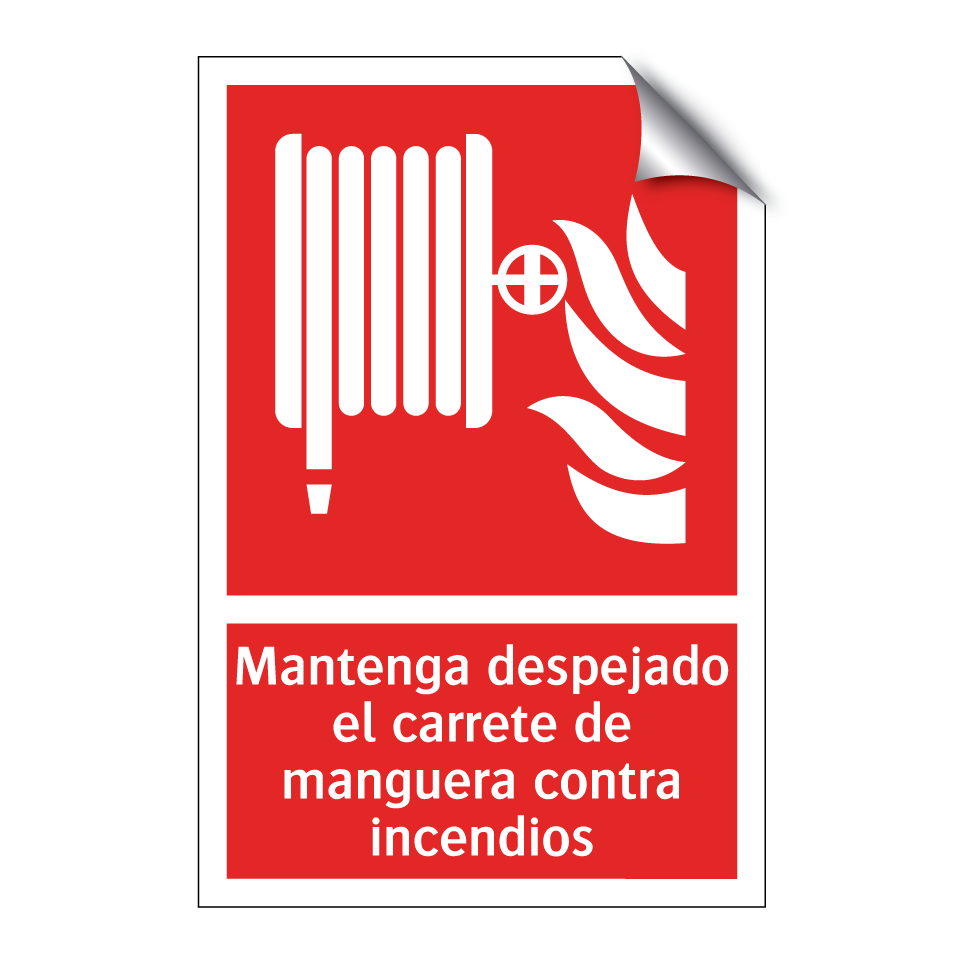 Mantenga despejado el carrete de manguera contra incendios