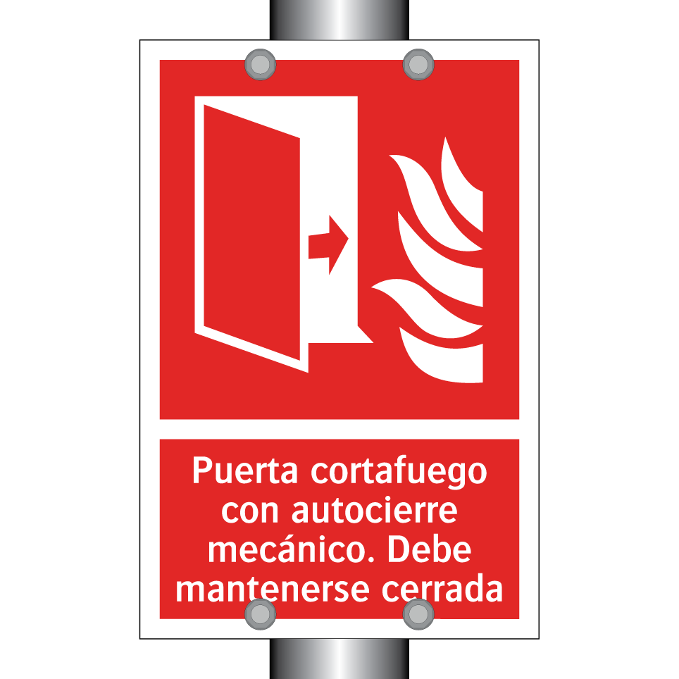 Puerta cortafuego con autocierre mecánico. Debe mantenerse cerrada