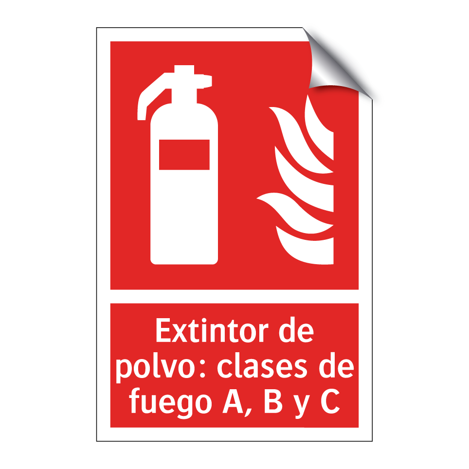 Extintor de polvo: clases de fuego A, B y C