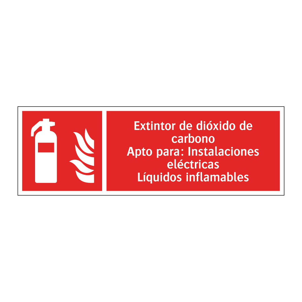 Extintor de dióxido de carbono Apto para: Instalaciones eléctricas Líquidos inflamables