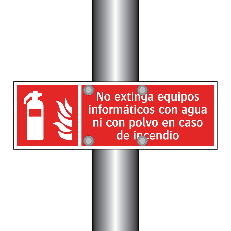 No extinga equipos informáticos con agua ni con polvo en caso de incendio
