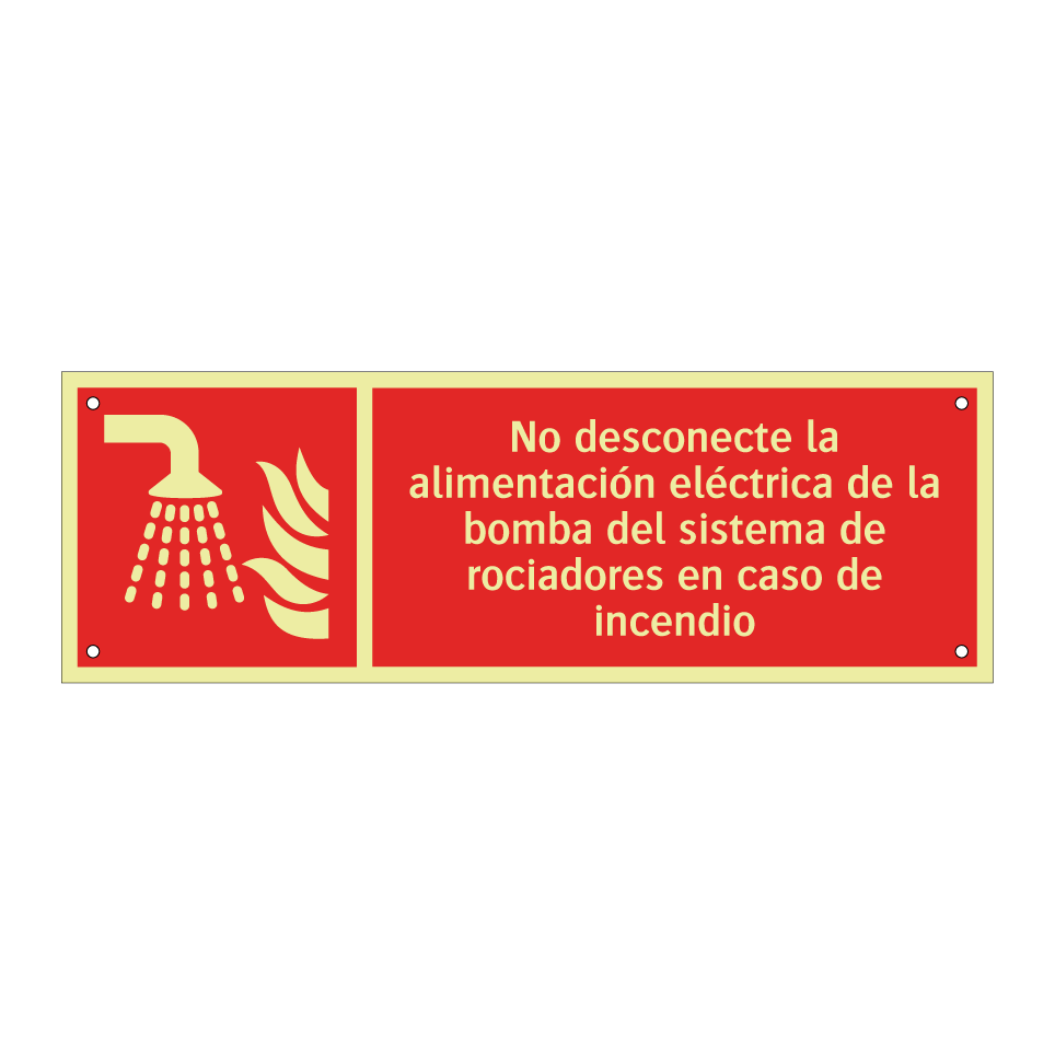 No desconecte la alimentación eléctrica de la bomba del sistema de rociadores en caso de incendio