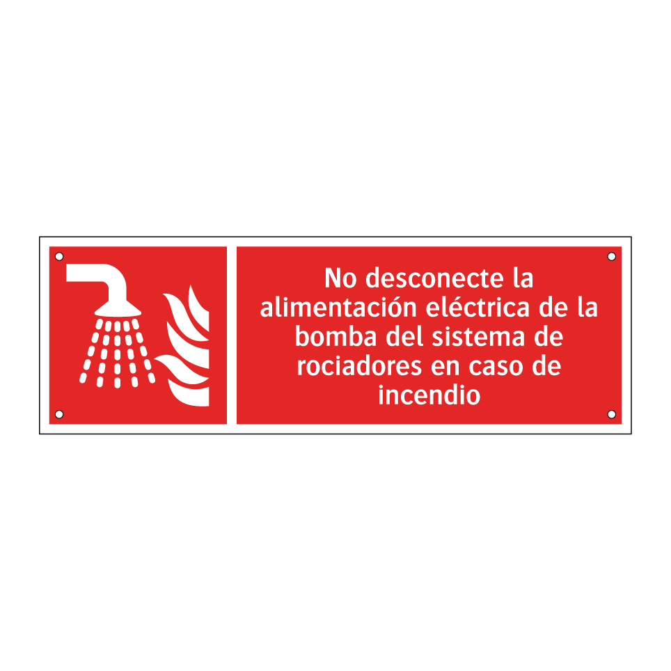 No desconecte la alimentación eléctrica de la bomba del sistema de rociadores en caso de incendio