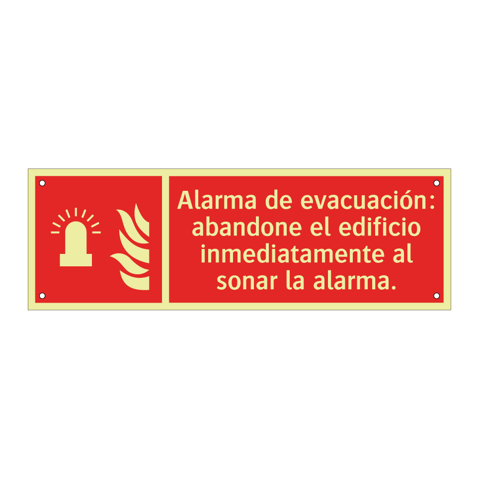 Alarma de evacuación: abandone el edificio inmediatamente al sonar la alarma.