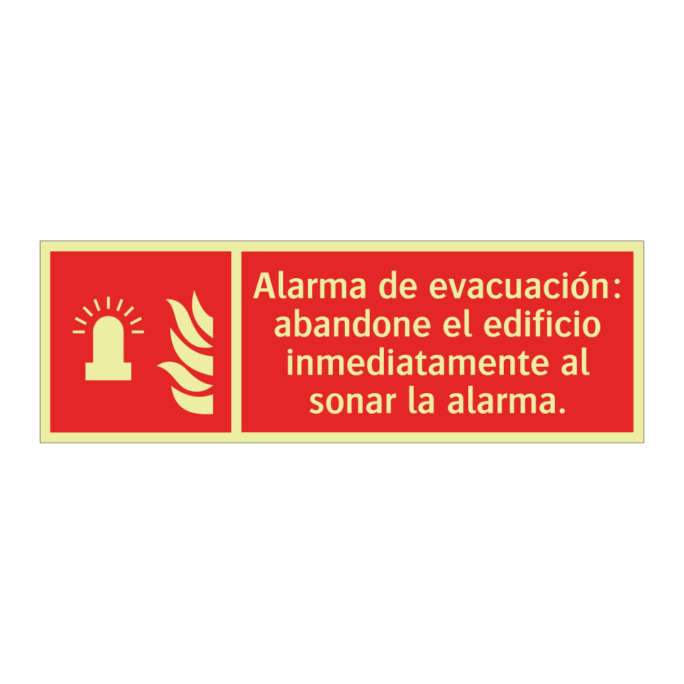 Alarma de evacuación: abandone el edificio inmediatamente al sonar la alarma.