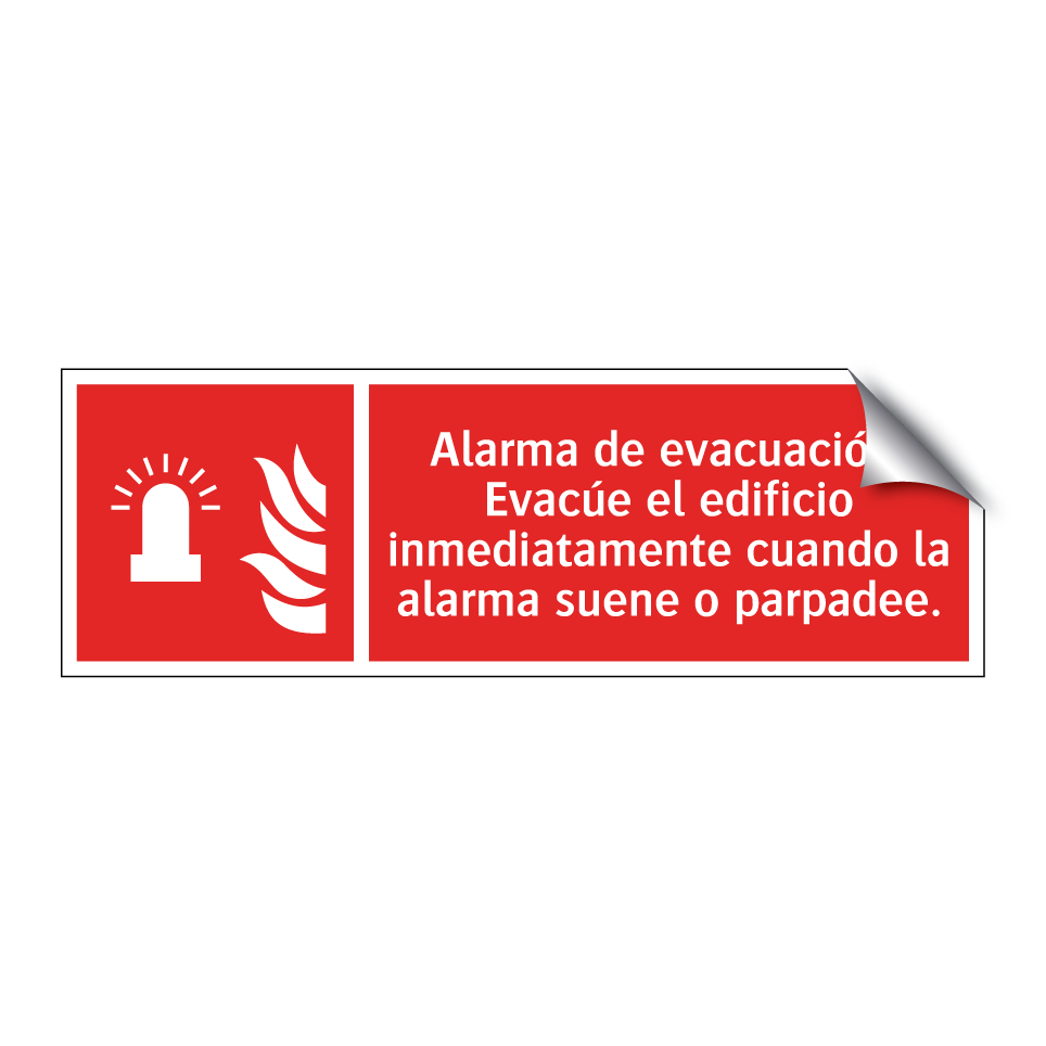 Alarma de evacuación. Evacúe el edificio inmediatamente cuando la alarma suene o parpadee.