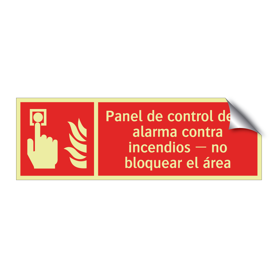 Panel de control de la alarma contra incendios — no bloquear el área