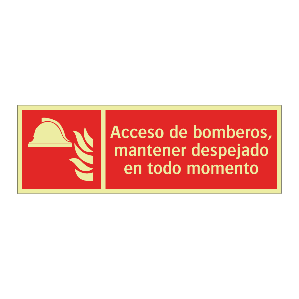Acceso de bomberos, mantener despejado en todo momento