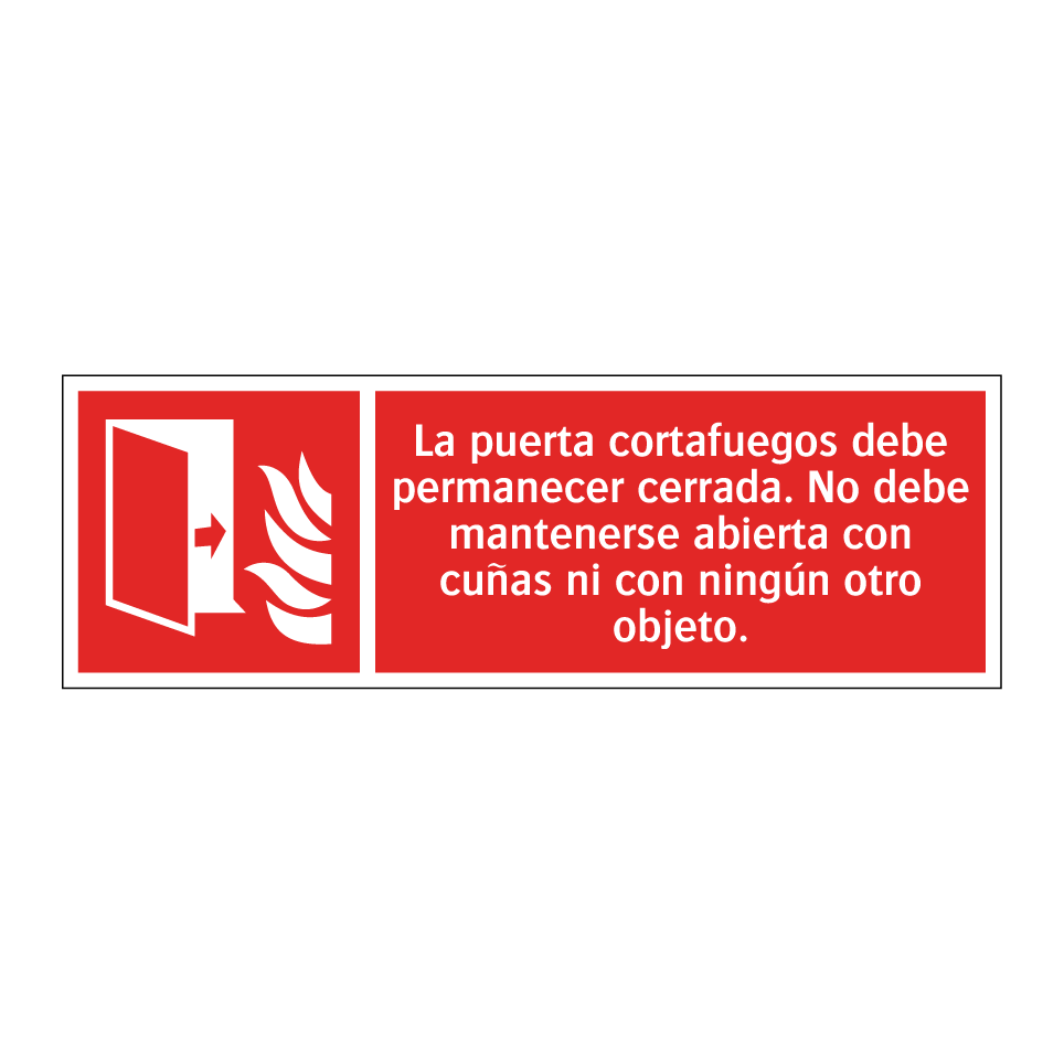 La puerta cortafuegos debe permanecer cerrada. No debe mantenerse abierta con cuñas ni con ningún otro objeto.
