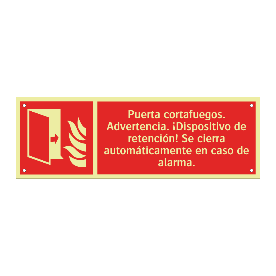 Puerta cortafuegos. Advertencia. ¡Dispositivo de retención! Se cierra automáticamente en caso de alarma.