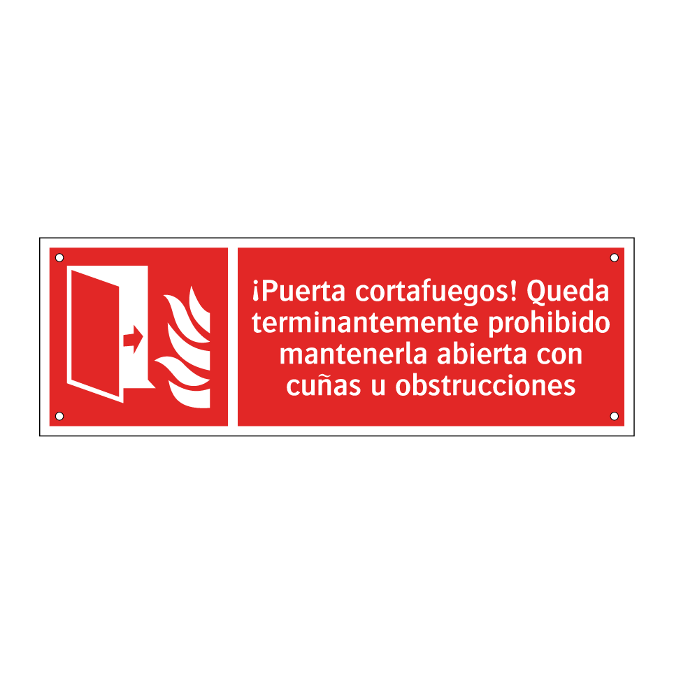 ¡Puerta cortafuegos! Queda terminantemente prohibido mantenerla abierta con cuñas u obstrucciones