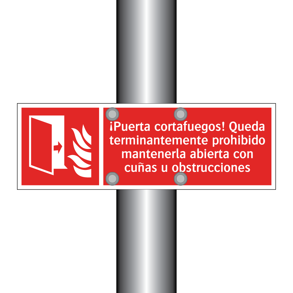 ¡Puerta cortafuegos! Queda terminantemente prohibido mantenerla abierta con cuñas u obstrucciones