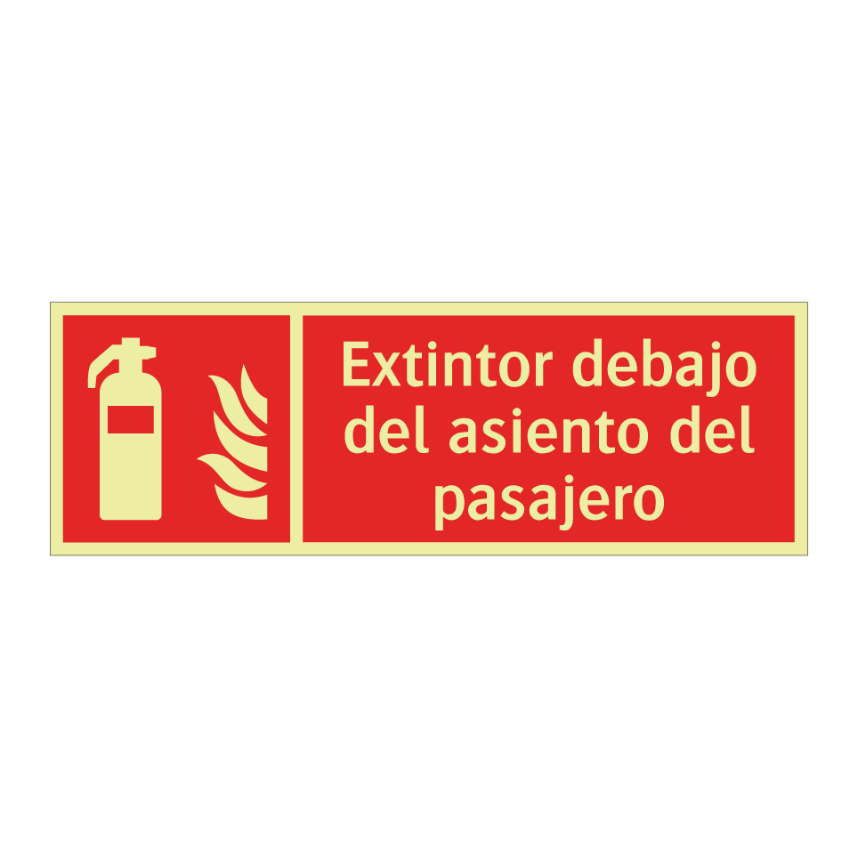 Extintor debajo del asiento del pasajero