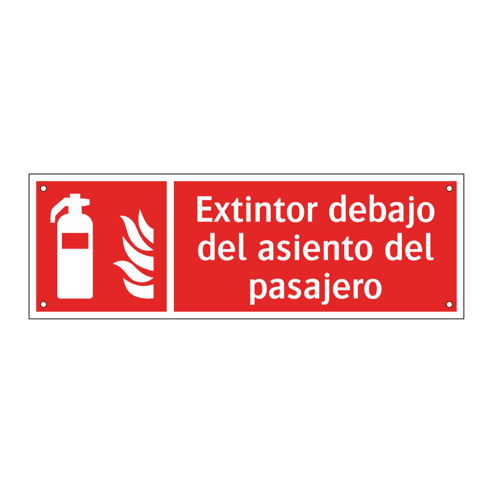 Extintor debajo del asiento del pasajero
