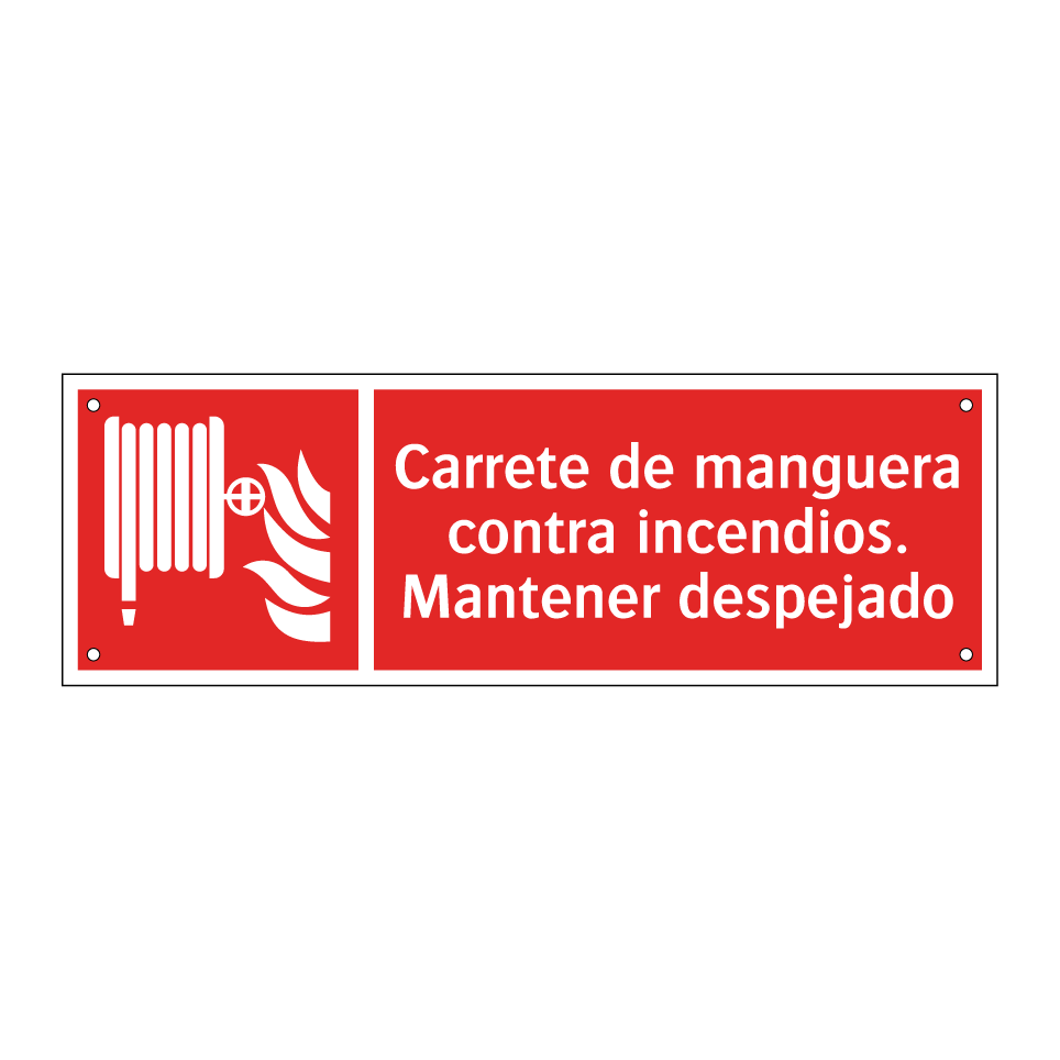Carrete de manguera contra incendios. Mantener despejado