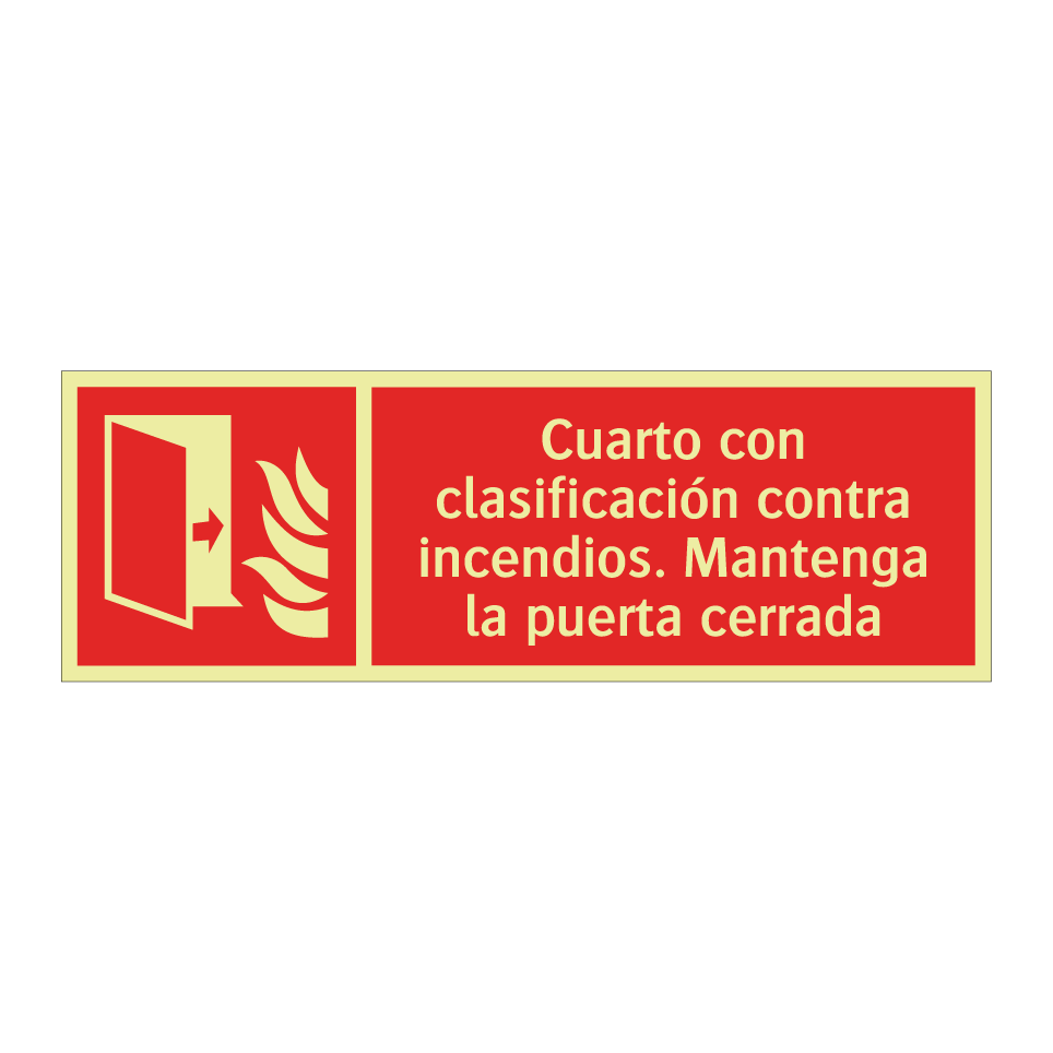 Cuarto con clasificación contra incendios. Mantenga la puerta cerrada
