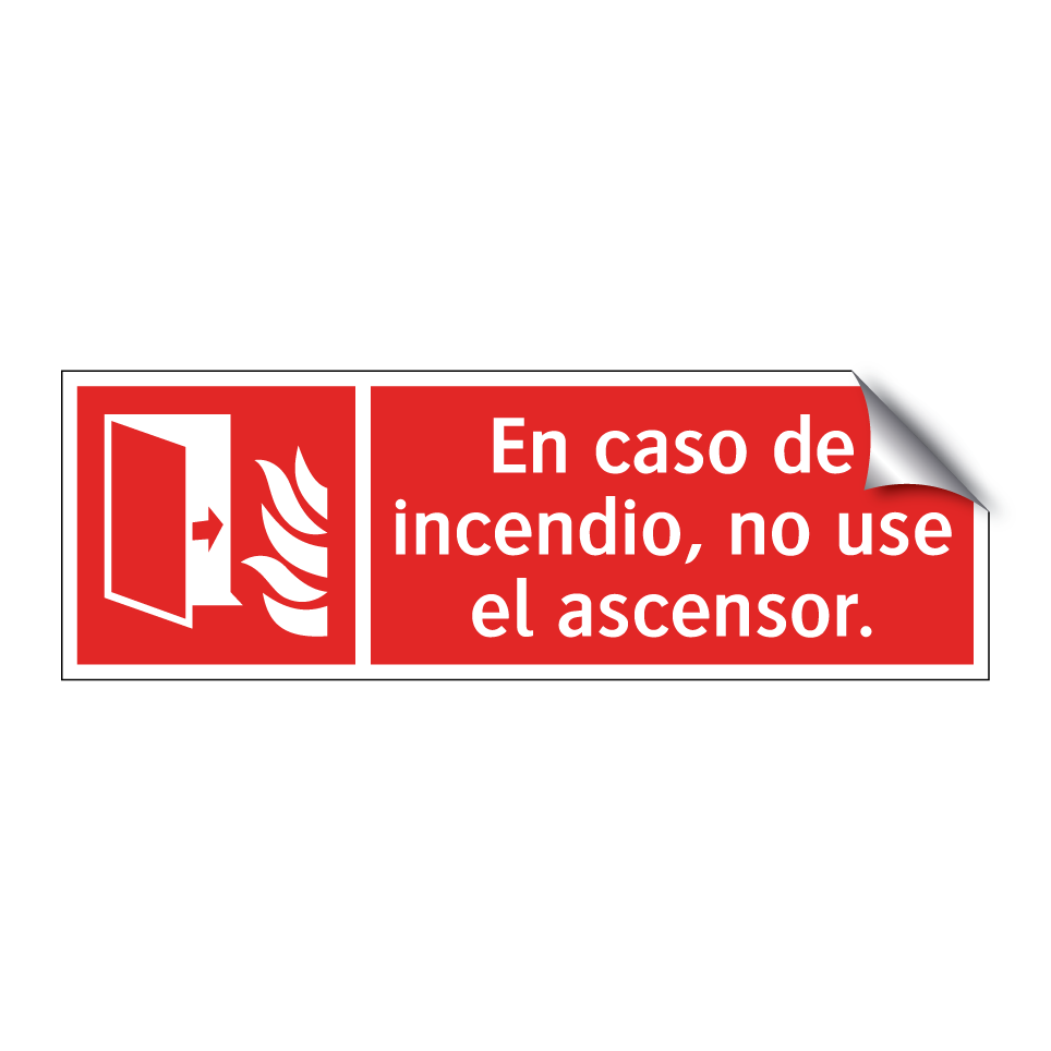 En caso de incendio, no use el ascensor.