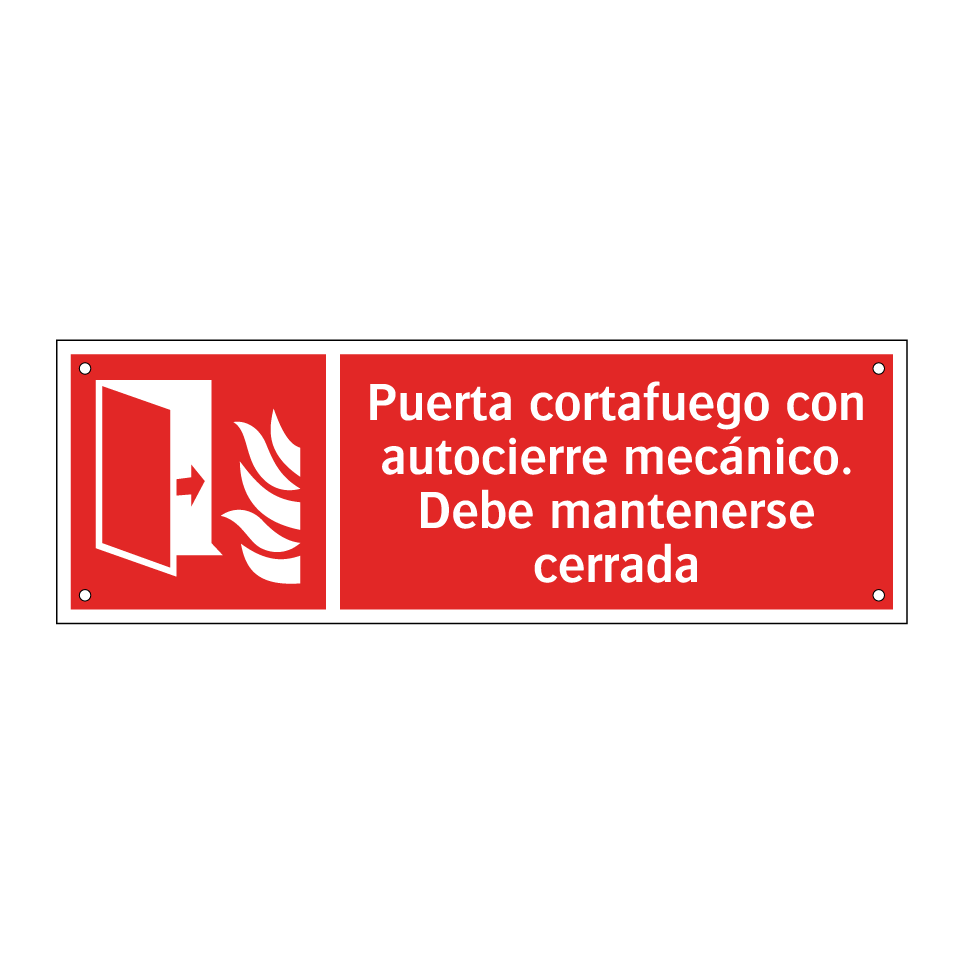 Puerta cortafuego con autocierre mecánico. Debe mantenerse cerrada