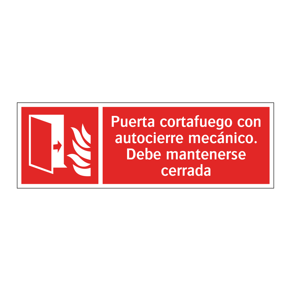 Puerta cortafuego con autocierre mecánico. Debe mantenerse cerrada