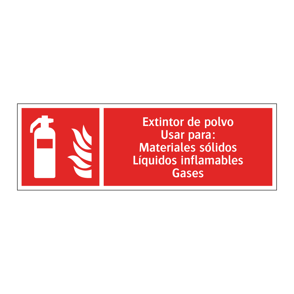 Extintor de polvo Usar para: Materiales sólidos Líquidos inflamables Gases