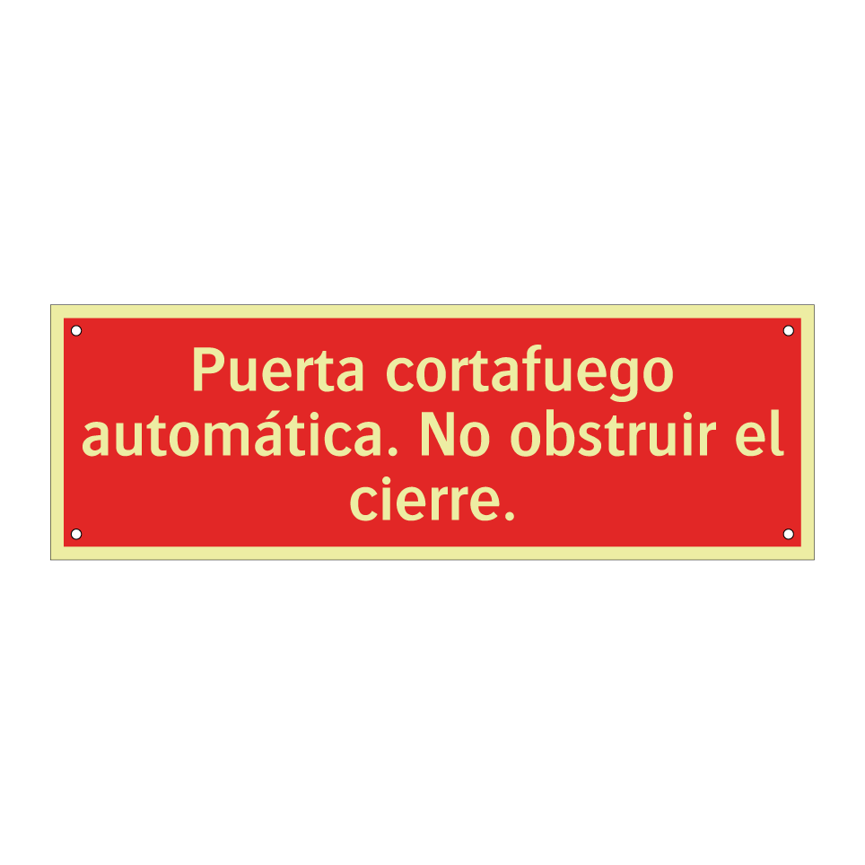 Puerta cortafuego automática. No obstruir el cierre.