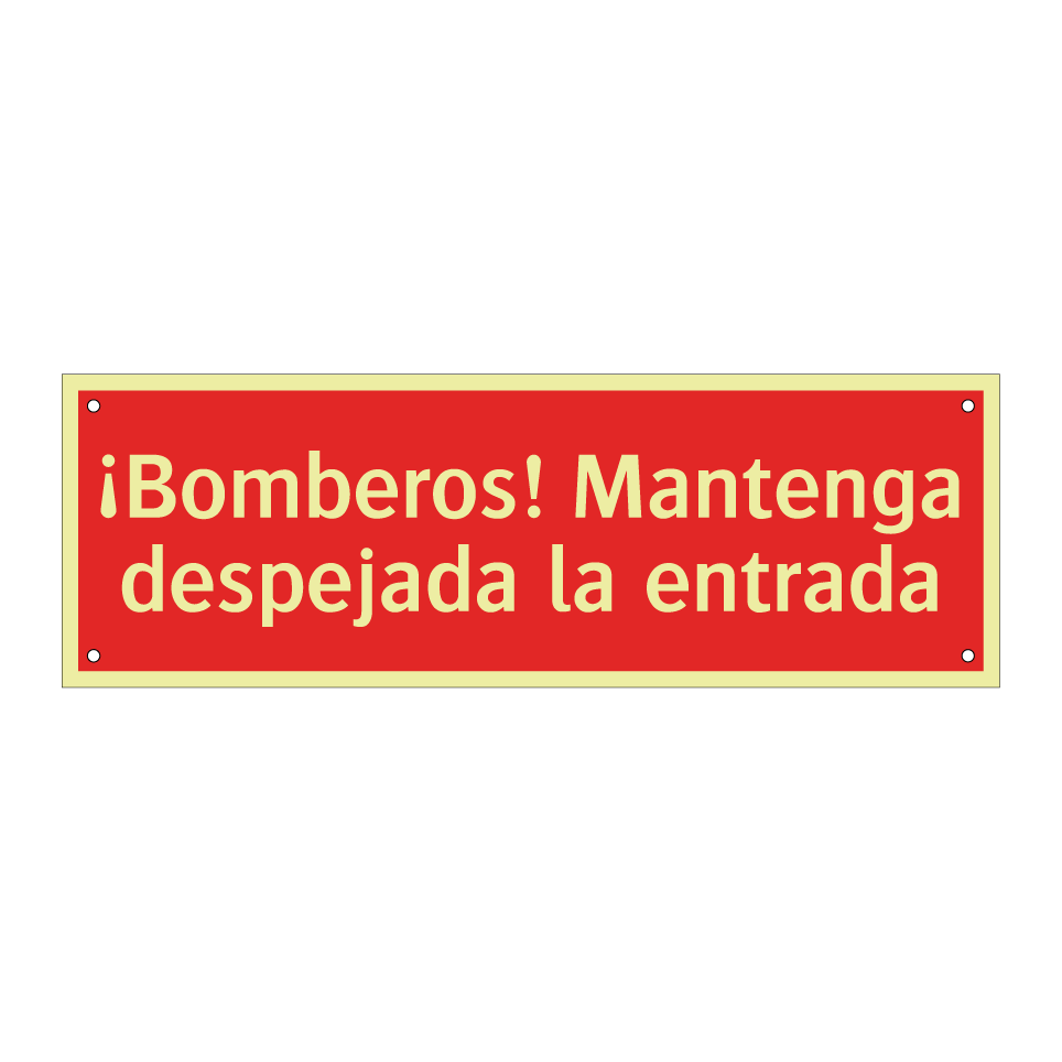 ¡Bomberos! Mantenga despejada la entrada