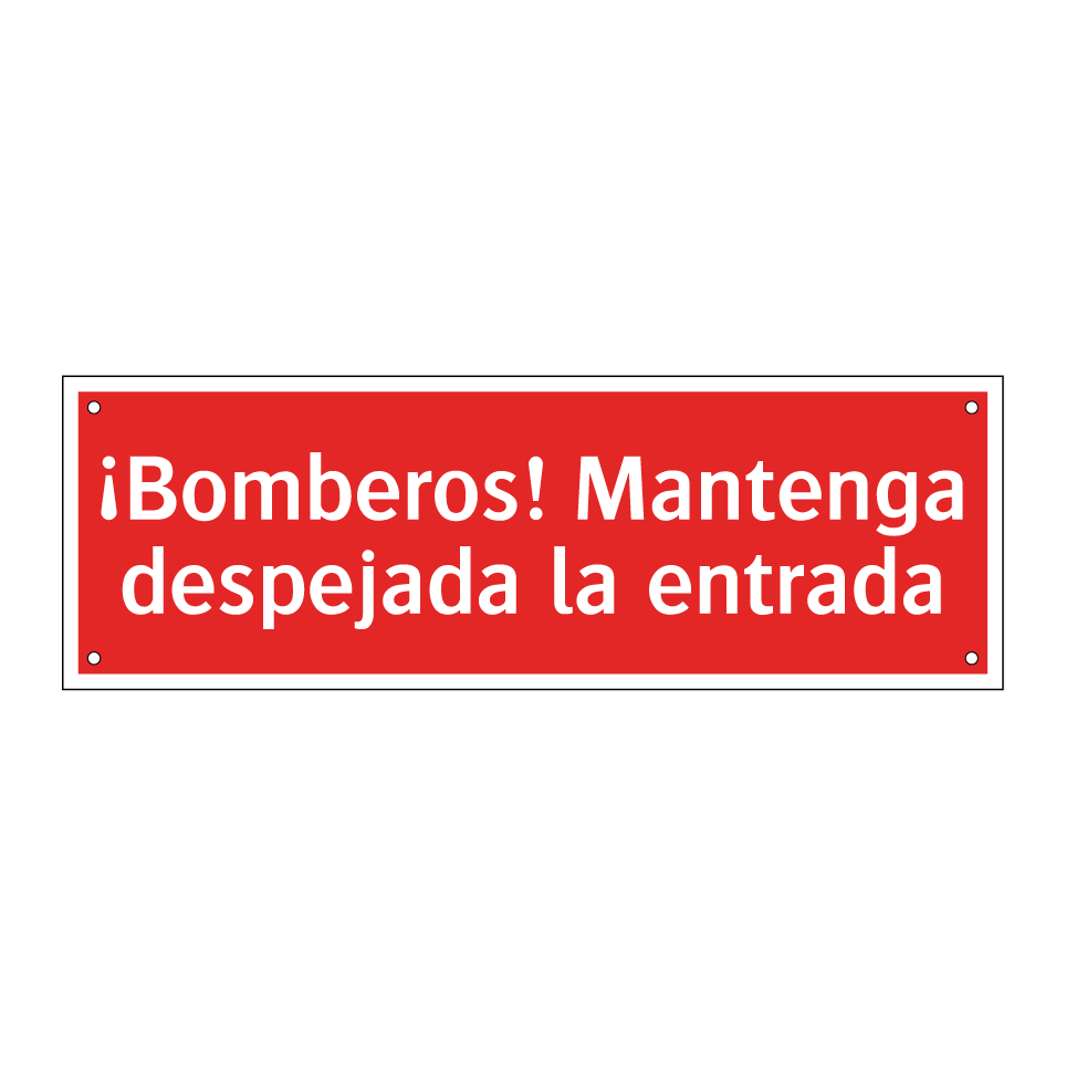 ¡Bomberos! Mantenga despejada la entrada