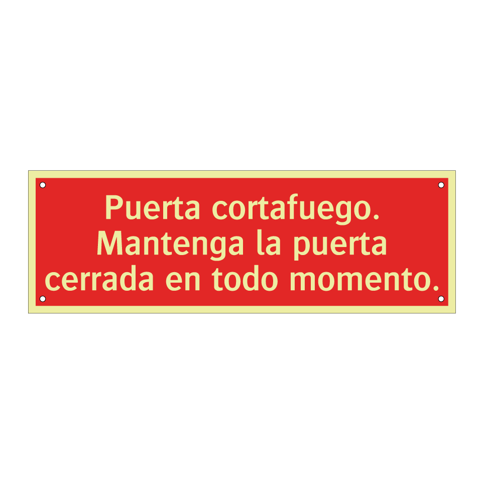 Puerta cortafuego. Mantenga la puerta cerrada en todo momento.