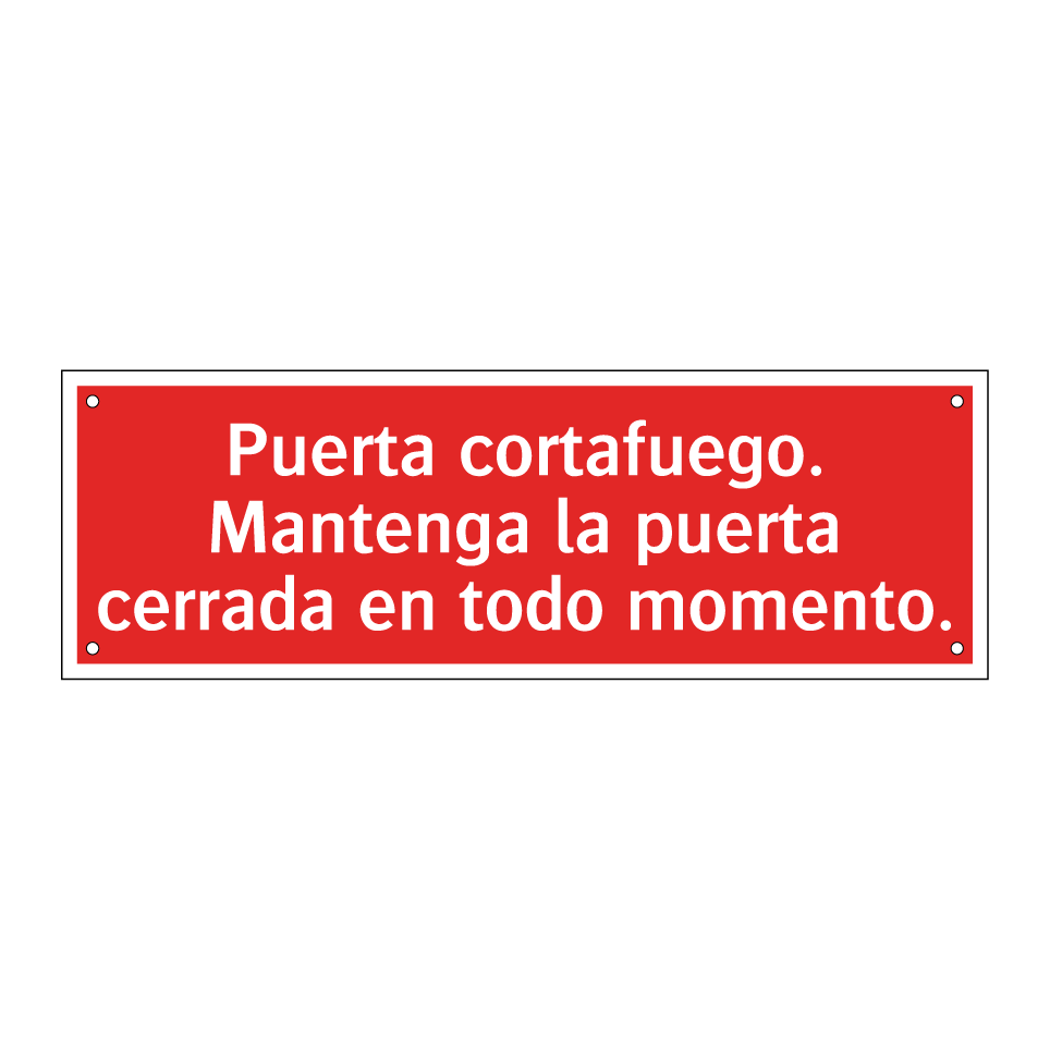Puerta cortafuego. Mantenga la puerta cerrada en todo momento.