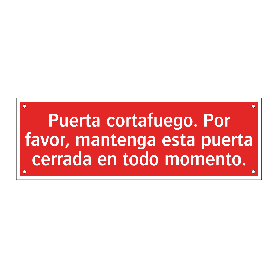 Puerta cortafuego. Por favor, mantenga esta puerta cerrada en todo momento.