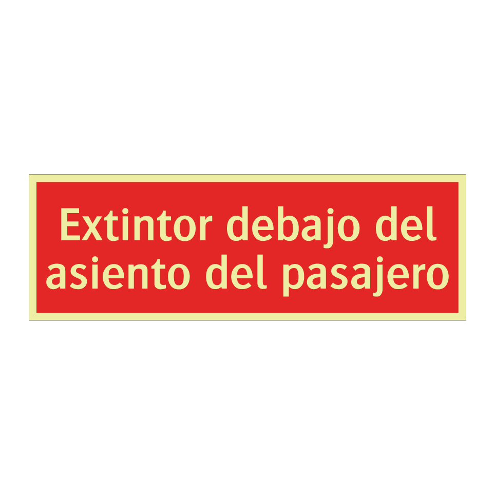 Extintor debajo del asiento del pasajero