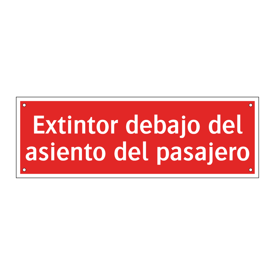 Extintor debajo del asiento del pasajero