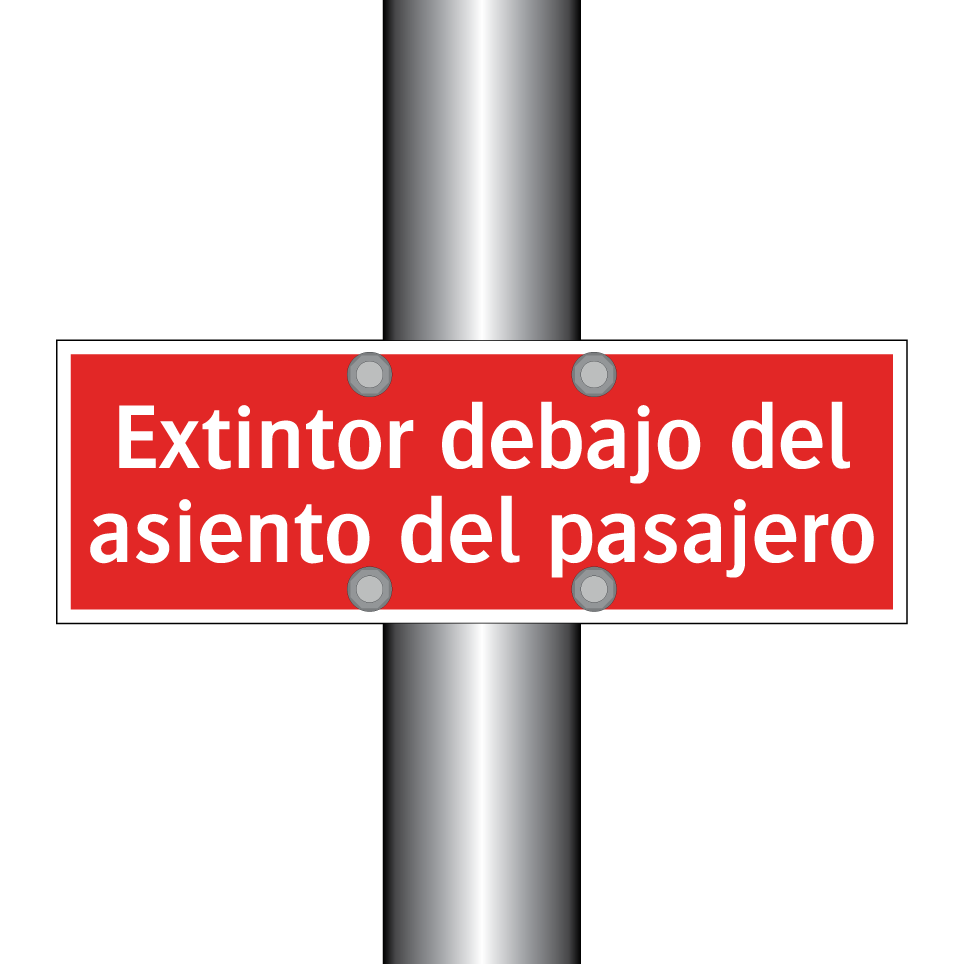 Extintor debajo del asiento del pasajero