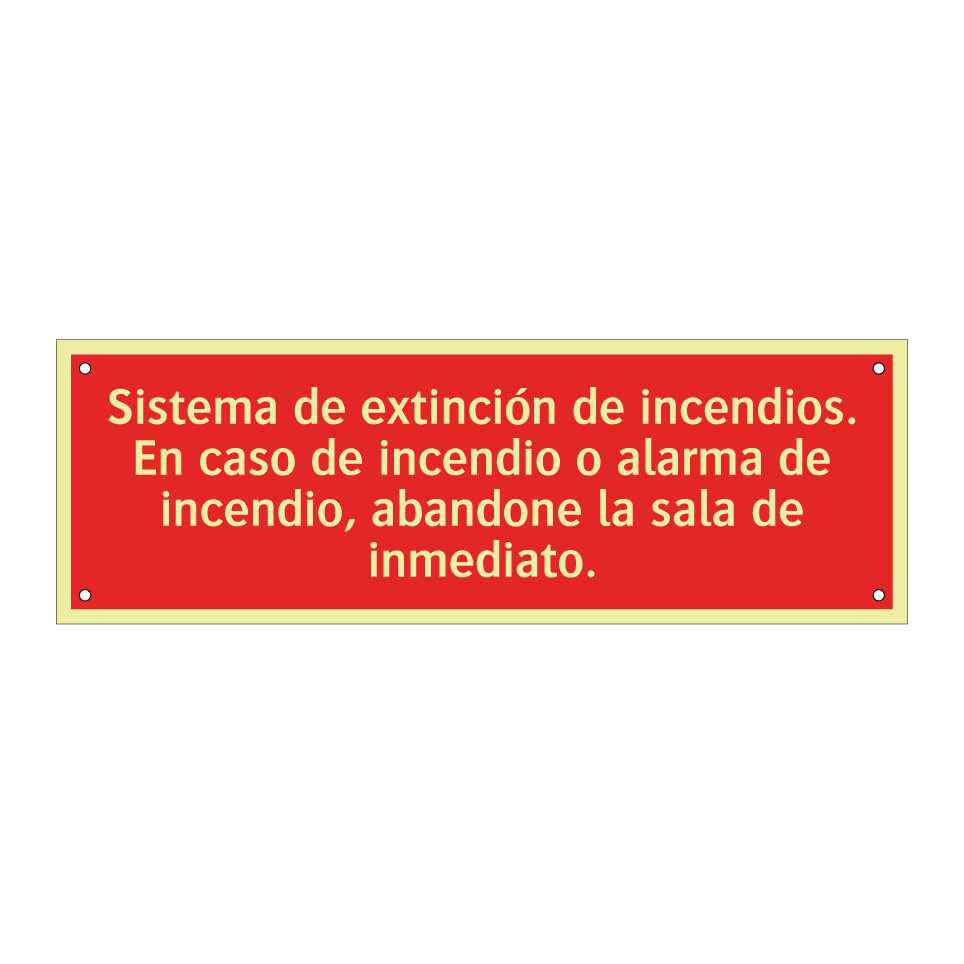 Sistema de extinción de incendios. En caso de incendio o alarma de incendio, abandone la sala de inmediato.