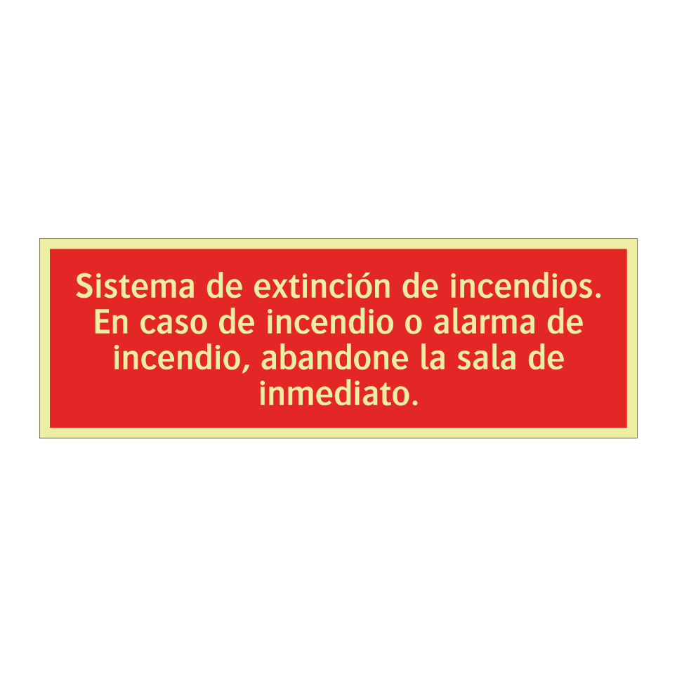 Sistema de extinción de incendios. En caso de incendio o alarma de incendio, abandone la sala de inmediato.