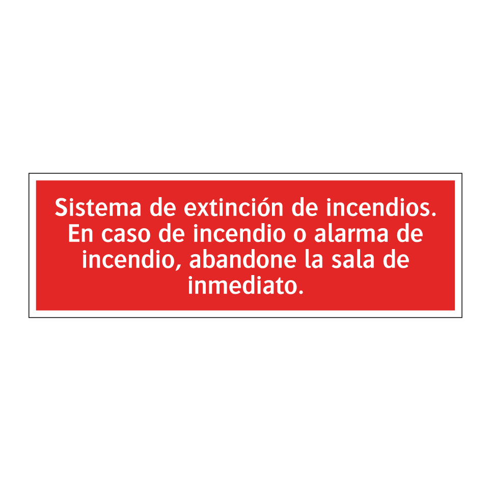 Sistema de extinción de incendios. En caso de incendio o alarma de incendio, abandone la sala de inmediato.