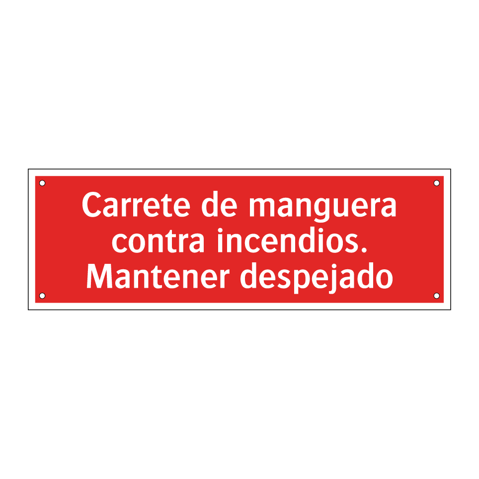 Carrete de manguera contra incendios. Mantener despejado