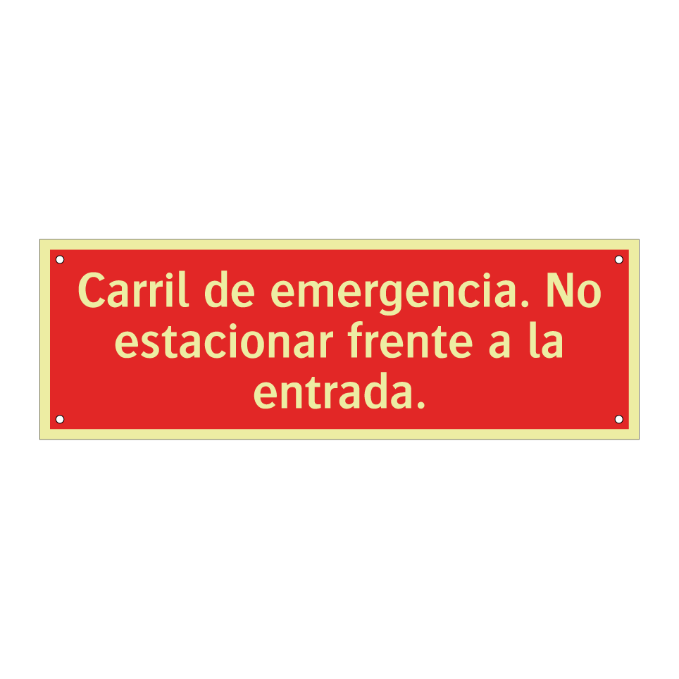 Carril de emergencia. No estacionar frente a la entrada.
