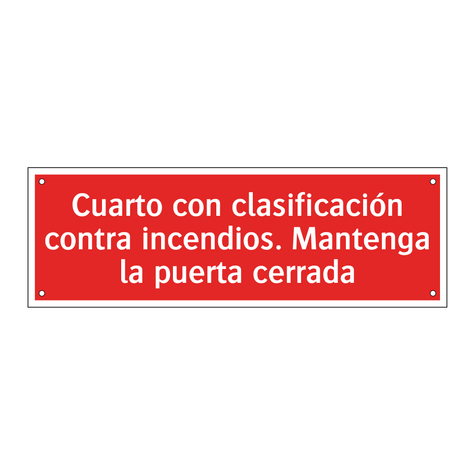 Cuarto con clasificación contra incendios. Mantenga la puerta cerrada