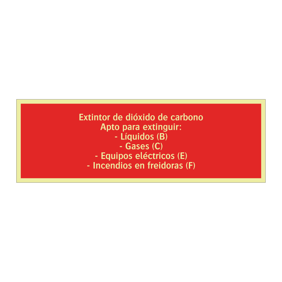 Extintor de dióxido de carbono Apto para extinguir: - Líquidos (B) - Gases (C) - Equipos eléctricos (E) - Incendios en freidoras (F)