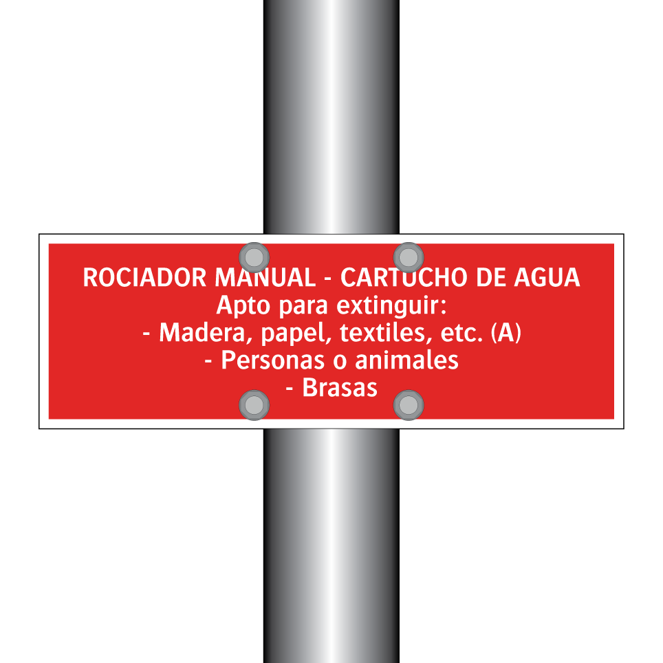 ROCIADOR MANUAL - CARTUCHO DE AGUA Apto para extinguir: - Madera, papel, textiles, etc. (A) - Personas o animales - Brasas