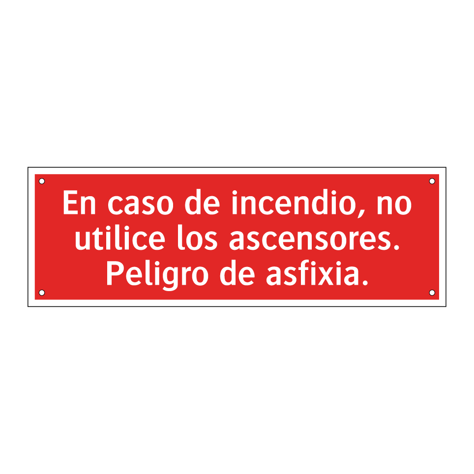 En caso de incendio, no utilice los ascensores. Peligro de asfixia.